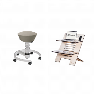 Ergonomischer Sitzhocker mit nachhaltigem Laptopständer